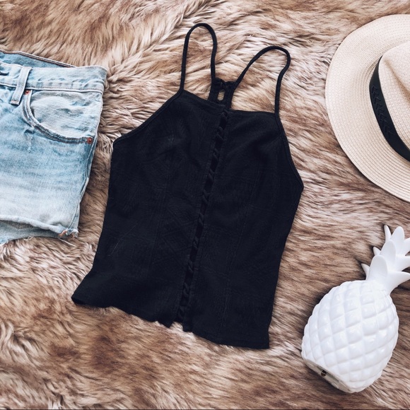 Urban Outfitters Tops - Urban outfitters black lace up tank top racer back